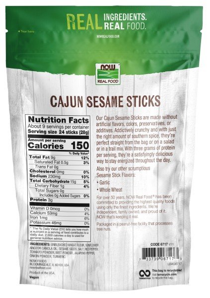 Now Foods Sesame Sticks Cajun 9 oz Bag