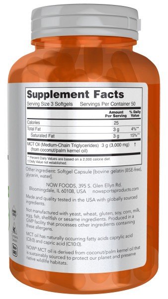 Now Foods MCT Oil 1000 mg 150 Softgel