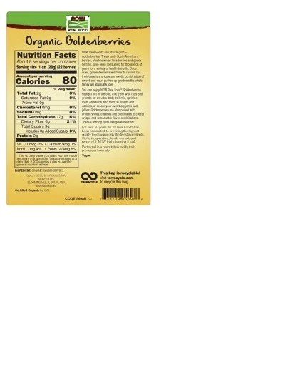 Now Foods Organic Golden Berries 8 oz Bag