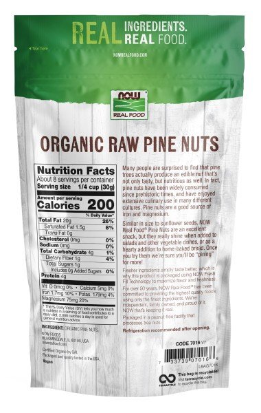 Now Foods Organic Pine Nuts 8 oz Bag