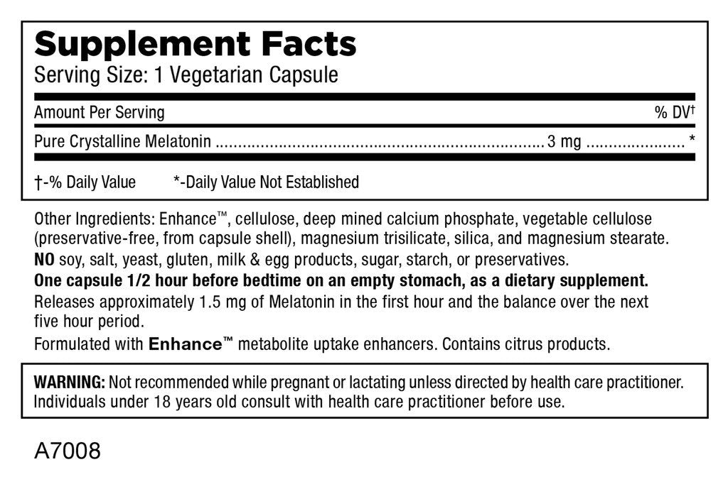 Mt. Angel Vitamins Melatonin 3mg Timed Release 60 Capsule