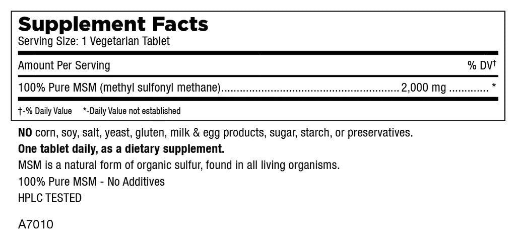 Mt. Angel Vitamins MSM 2000 60 Tablet