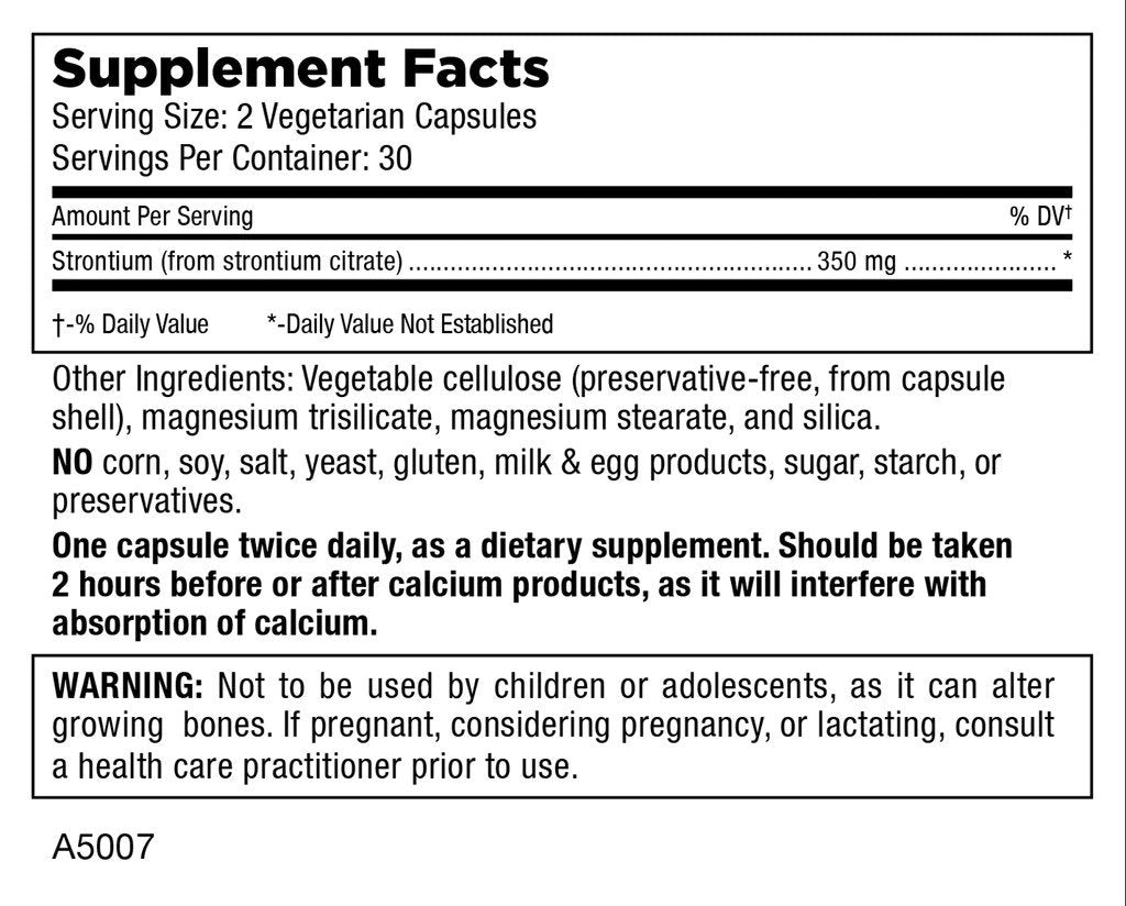 Mt. Angel Vitamins Strontium Bone Power 60 Capsule