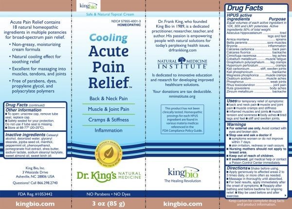 Dr King Natural Medicine Cooling Acute Pain Relief 3 oz Cream