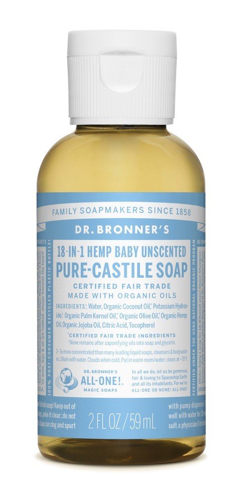 Dr. Bronner's Pure Castile Liquid Soap-Baby Unscented 2 oz Liquid