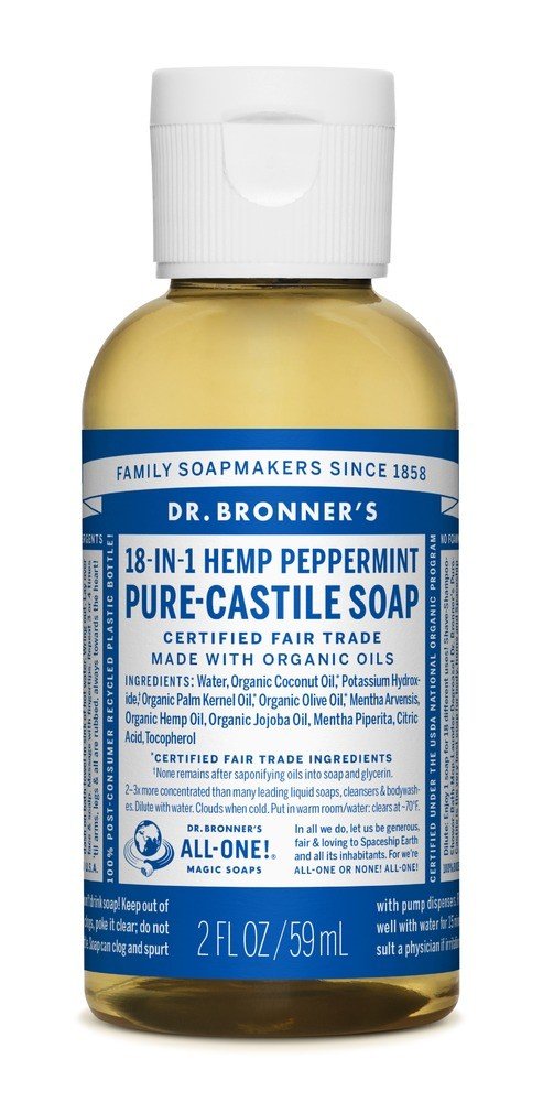 Dr. Bronner's Pure Castile Liquid Soap Peppermint 2 oz Liquid