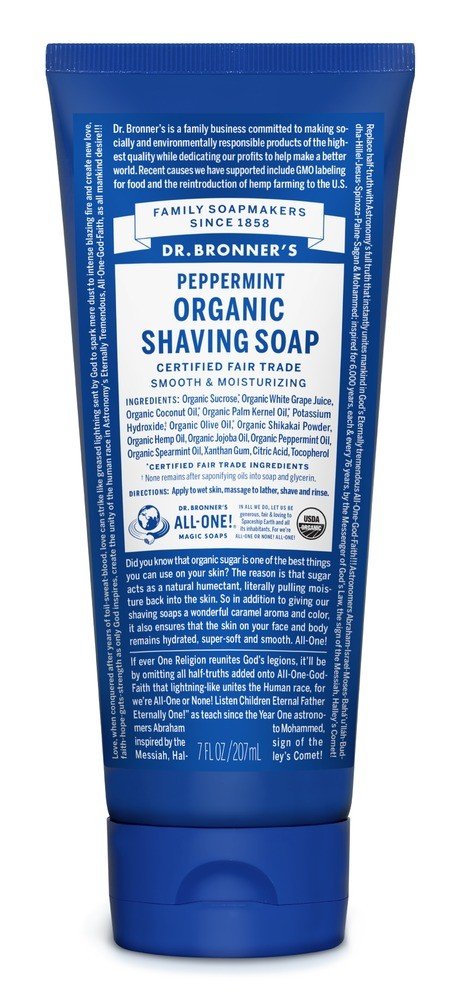 Dr. Bronner's Organic Shaving Soap Spearmint Pepermint 7 oz Gel