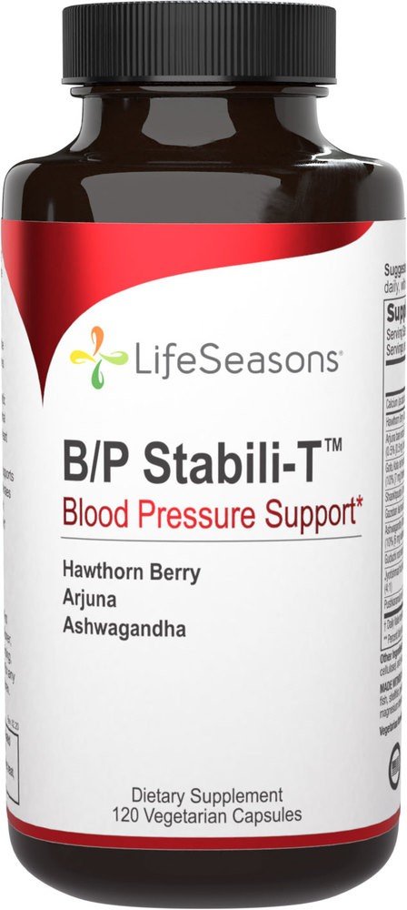 B/P Stabili-T | Life Seasons | Blood Pressure Support | Hawthorn Berry | Arjuna | Ashwagandha | Vegetarian | Dietary Supplement | 120 Vegetarian Capsules | VitaminLife