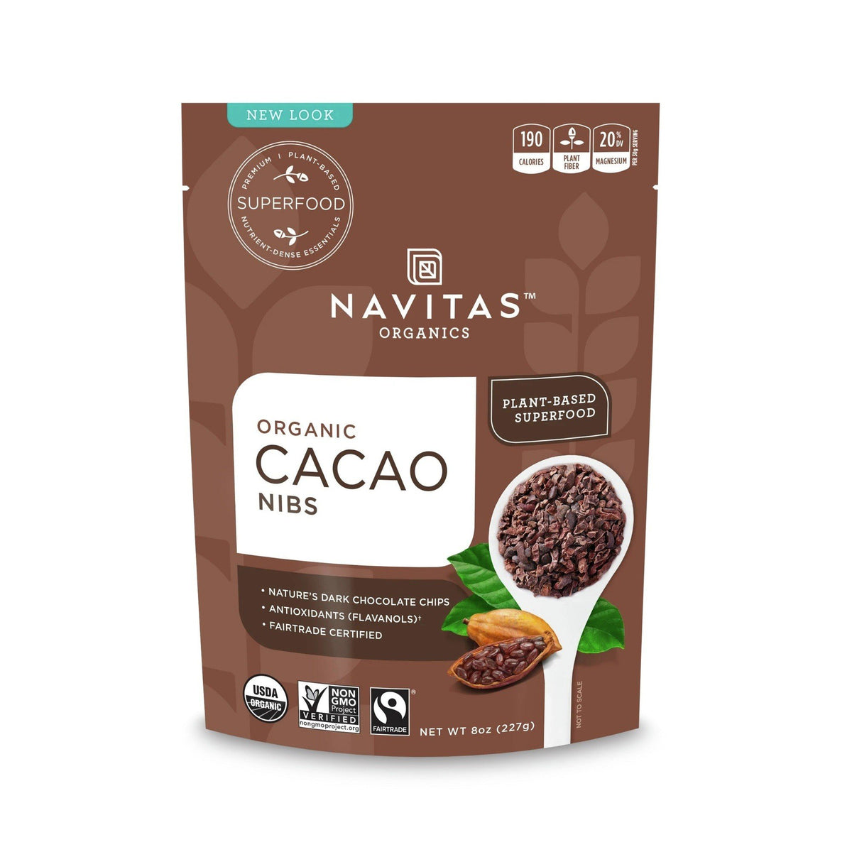 Navitas Cacao Nibs Raw Organic 8 oz Bag
