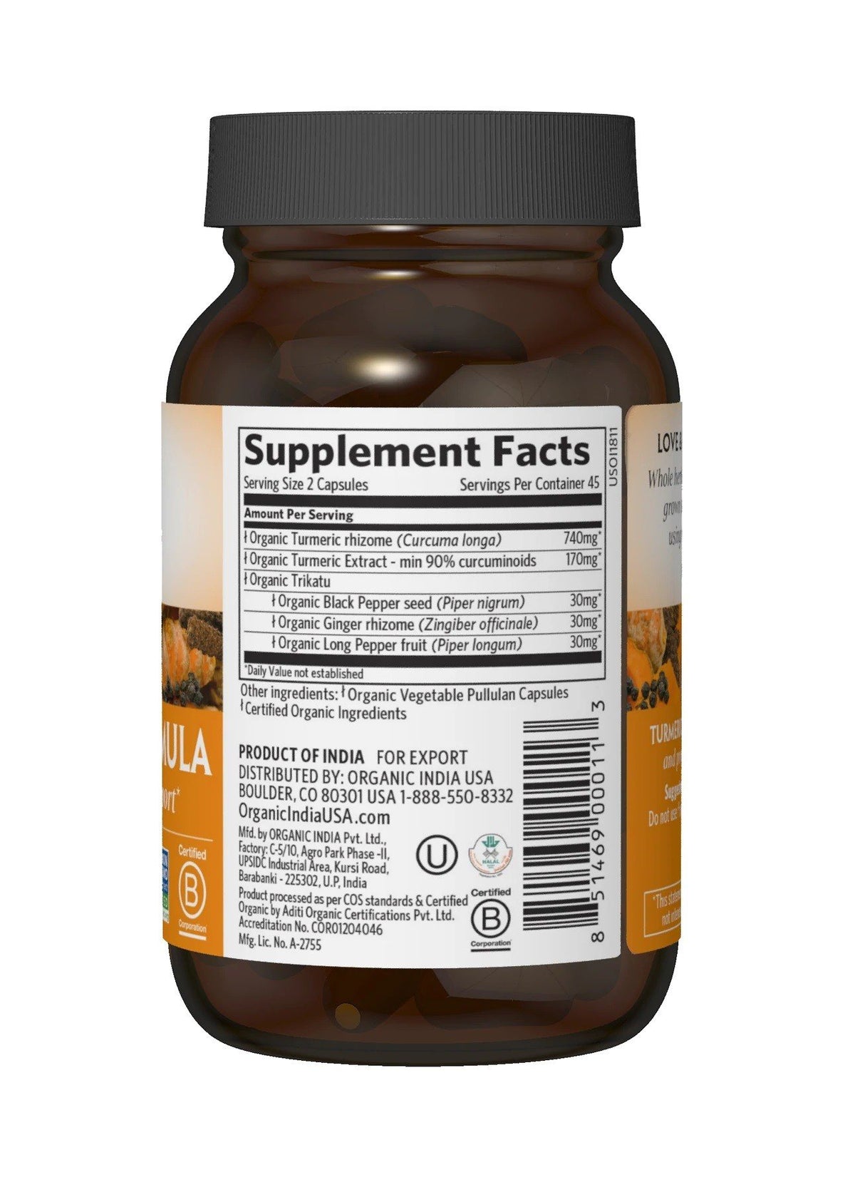 Organic India Turmeric Formula 90 Capsule