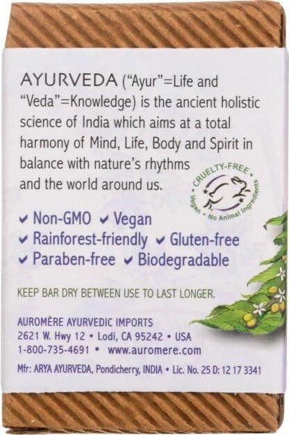 Auromere Ayurvedic Products Ayurvedic Bar Soap Lavender-Neem 2.75 oz Bar Soap