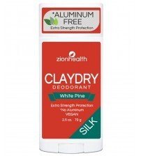 Zion Health Clay Dry Silk White Pine Vegan Deodorant 2.5 oz Stick