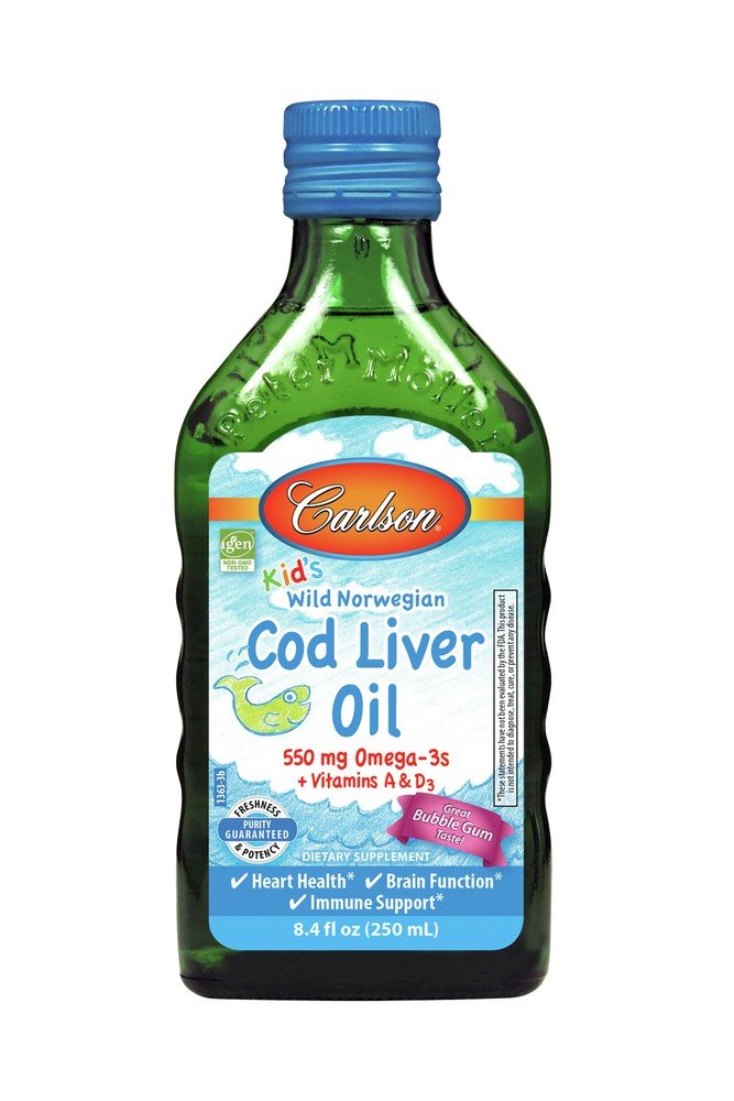 Carlson Laboratories Kids Cod Liver Oil Bubble Gum 8.4 fl oz (250 ml) Liquid