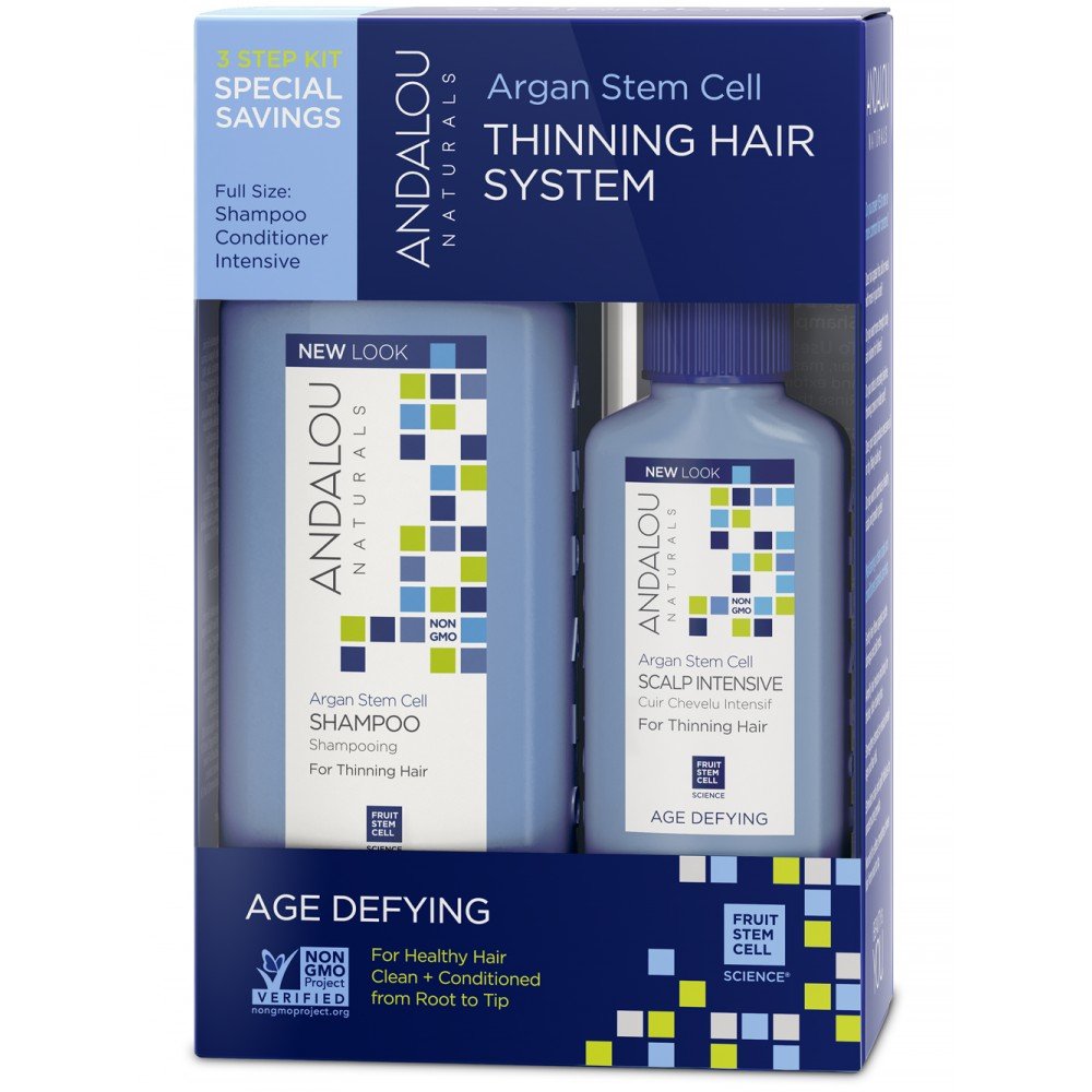 Andalou Naturals Argan Stem Cell Age Defying Hair Treatment System 3 Pieces Pack