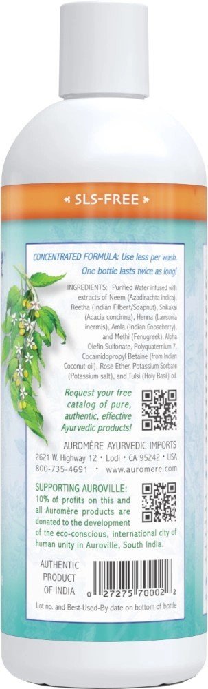 Auromere Ayurvedic Products Shampoo Neem Plus 5 Herb 16 oz Liquid