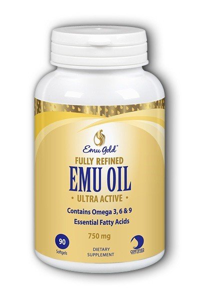 Emu Gold Emu Oil Certified Pure Grade A Extra Strength 750mg 90 Softgel