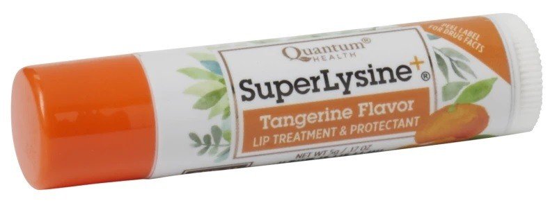 Super Lysine | Quantum Health | Octinoxate | Oxybenzone | Benzophenone-3 | Coldsore Treatment | Lip Treatment | Lip Protectant | Tangerine Scented | 5 gram Stick | VitaminLife