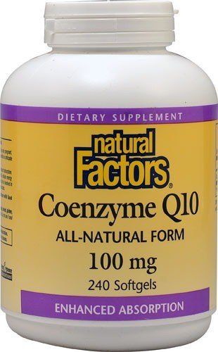 100 milligrams Coenzyme Q10 | Natural Factors | Cellular Energy | Antioxidants | Rice Bran Oil Base | Dietary Supplement | 240 Softgels | VitaminLife