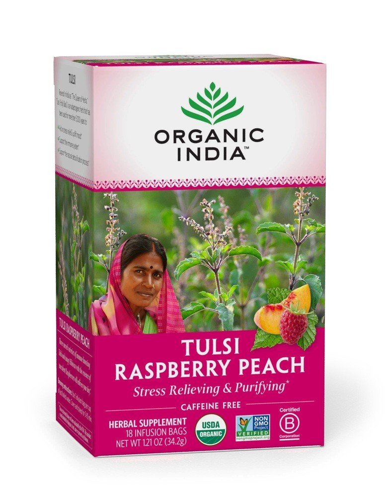 Organic India Tulsi Tea Raspberry Peach 18 Tea Bag