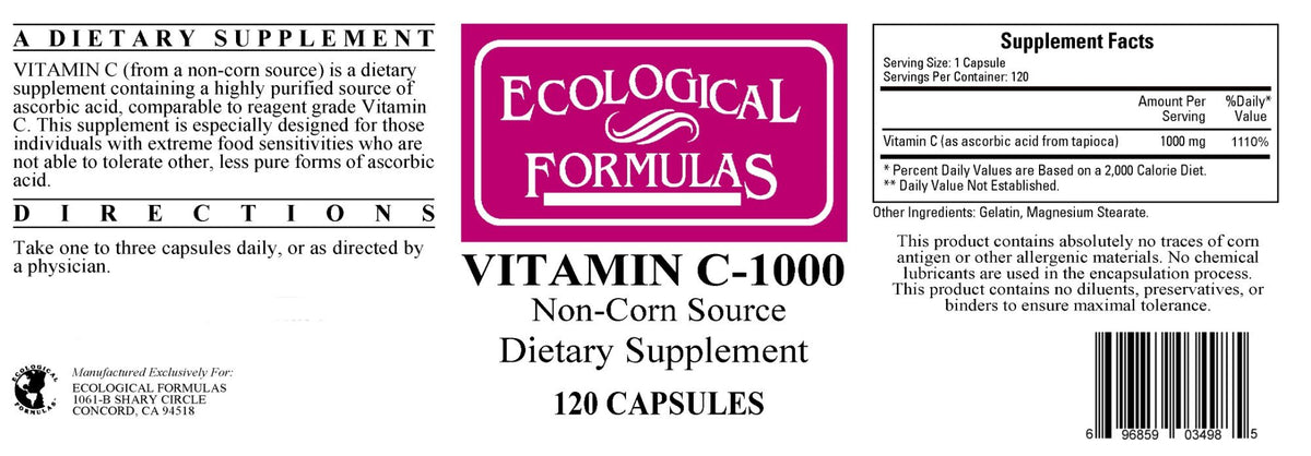 Ecological Formulas Vitamin C-1000 from Tapioca-Non-Corn-Source 120 Capsule