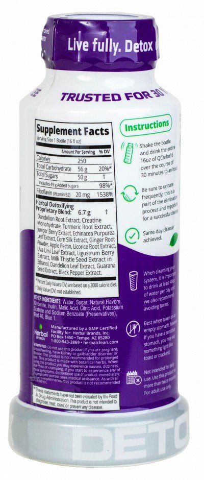 Herbal Clean Detox Q Carbo Liquid Grape 16 oz Liquid