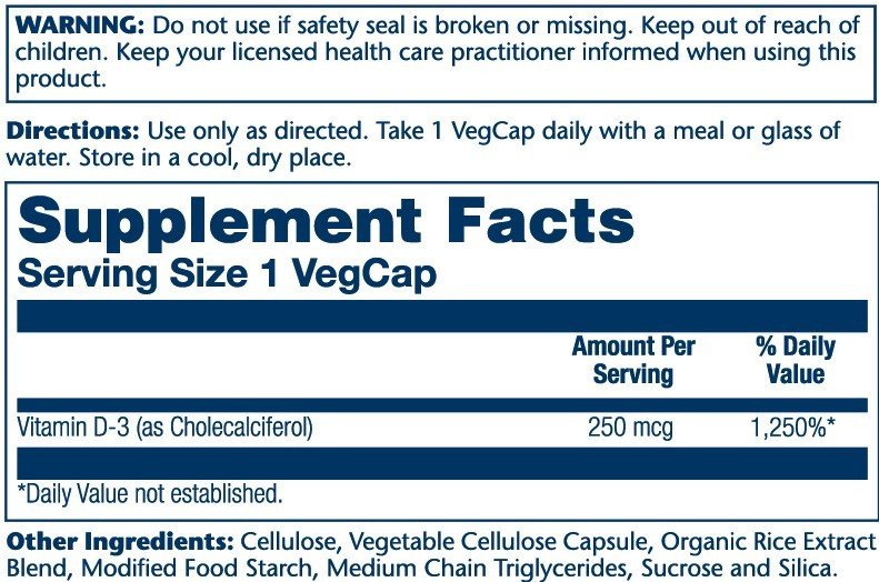 Solaray Vitamin D-3 10,000 IU 60 VegCap