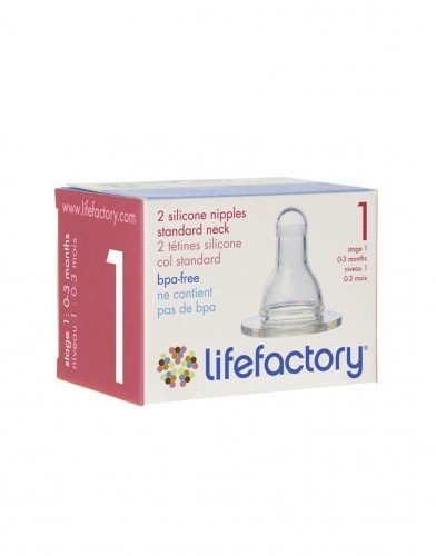 Lifefactory Silicone Nipples-Stage 1 (0-3 months) 2 Pack