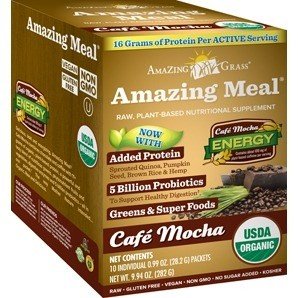 Amazing Grass Mocha Amazing Meal box of packets (10 x 24gm singles) 10 packets Box