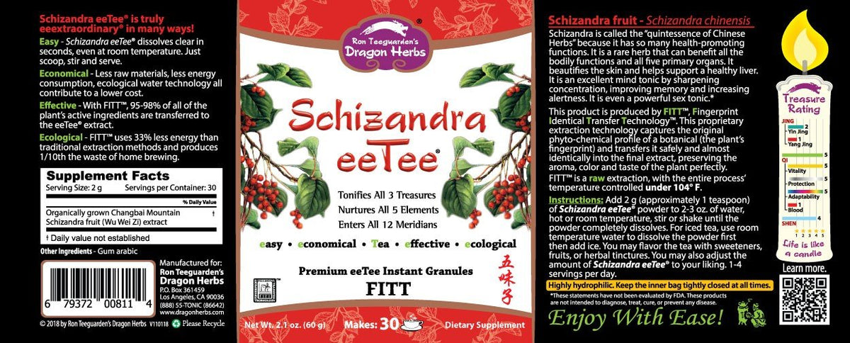 Dragon Herbs Schizandra Tea 30 Powder in Jar 30 servings Powder