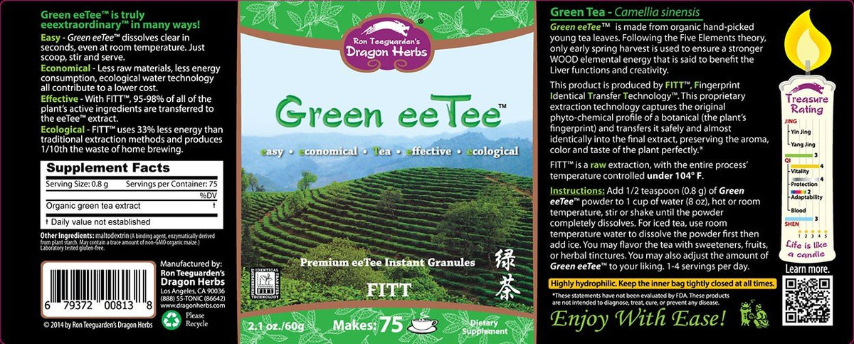 Dragon Herbs Green eeTee Powder in Jar 108 servings Powder