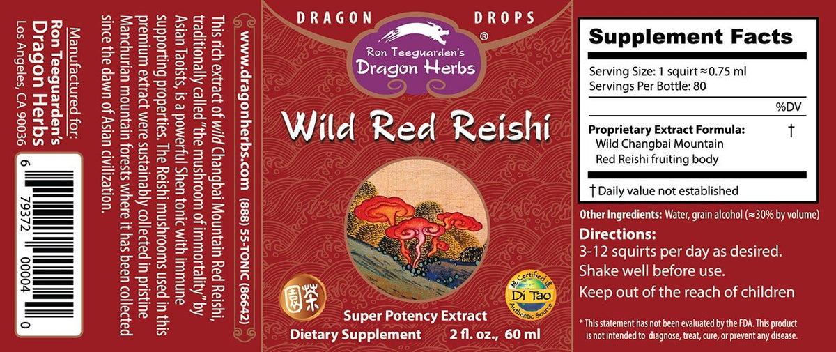 Dragon Herbs Reishi Drops, Wild 2 fl oz (60 ml) Liquid