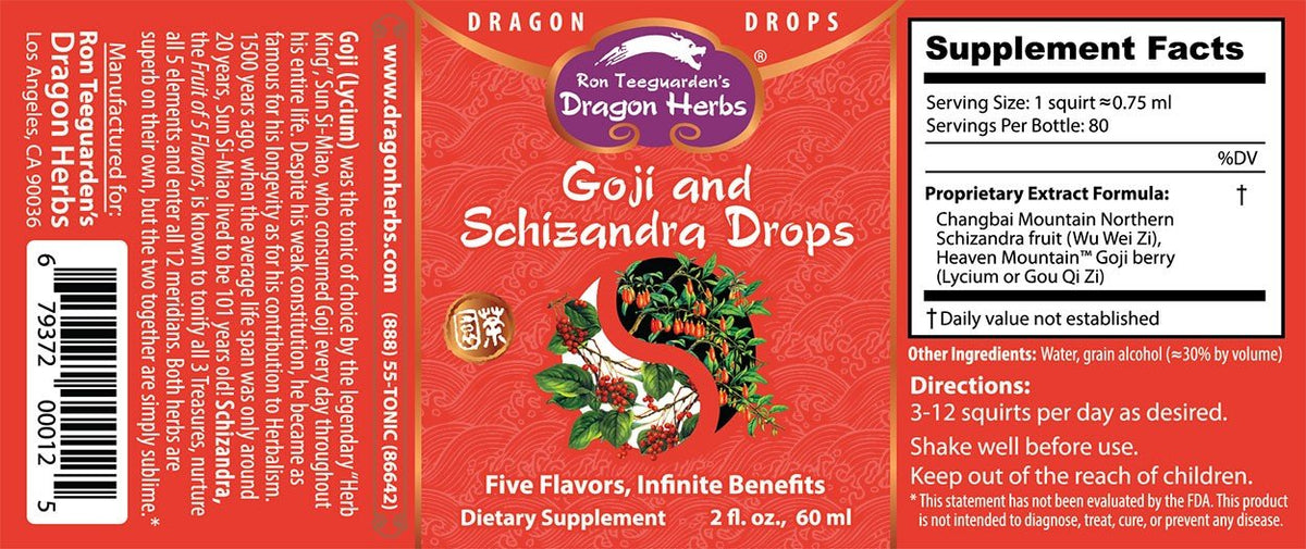 Dragon Herbs Goji &amp; Schizandra Drops 2 fl oz (60 ml) Liquid