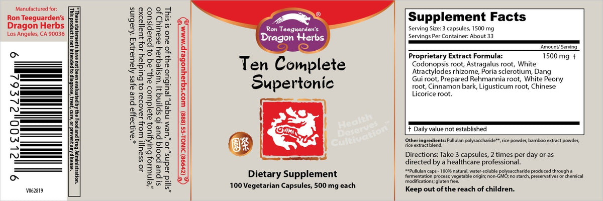 Dragon Herbs Ten Complete Supertonic (Shi Quan Da Bu Tang) 100 Capsule