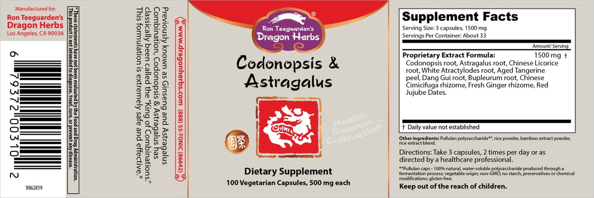 Dragon Herbs Codonopsis and Astragalus 100 Capsule