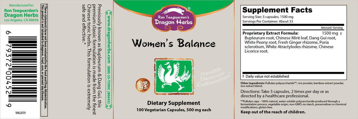 Dragon Herbs Women&#39;s Balance - Bupleurum &amp; Dang Gui 100 Capsule