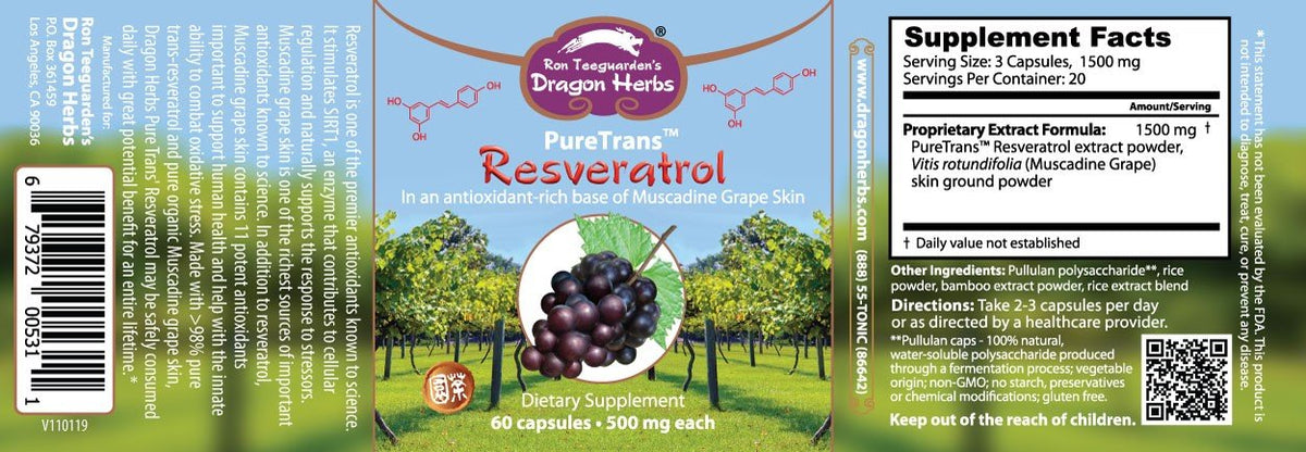 Dragon Herbs PureTrans Resveratrol 60 Capsule