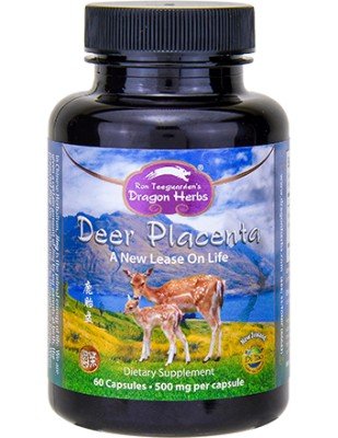 Deer Placenta | Ron Teeguarden's Dragon Herbs | 500 milligrams Powdered Deer Placenta per capsule | Hyaluronic Acid | Skin Health | Eye Health | Joint Health | Dietary Supplements | 60 Capsules | VitaminLife