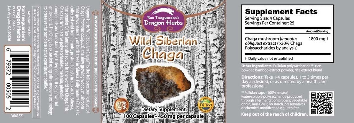 Dragon Herbs Wild Siberian Chaga 100 Capsule