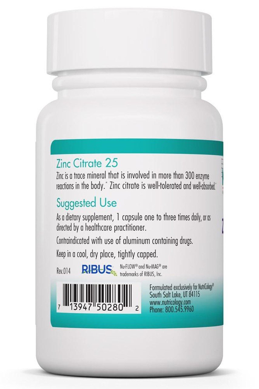 Nutricology Zinc Citrate 25 mg 60 VegCap