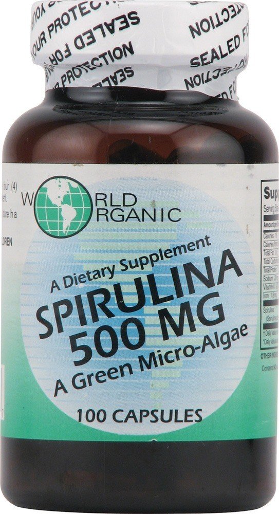 World Organics Spirulina 500mg 100 Capsule