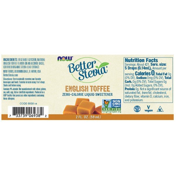 Now Foods BetterStevia English Toffee Liquid 2 fl oz Liquid