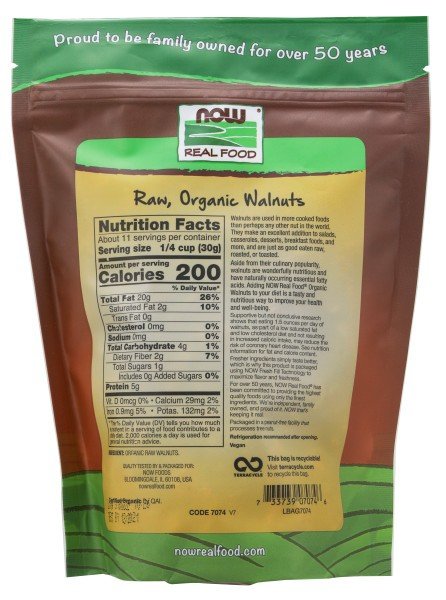 Now Foods Walnuts Certified Organic 12 oz Bag