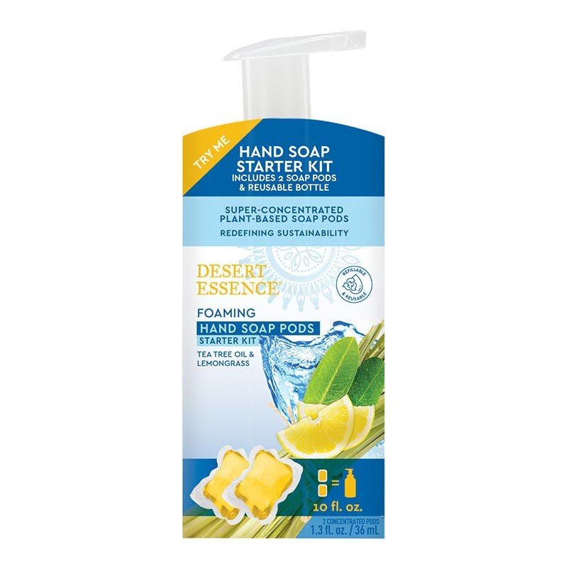 Desert Essence Tea Tree Oil and Lemongrass Foaming Hand Soap Pods Starter Kit 1.3 fl oz Liquid