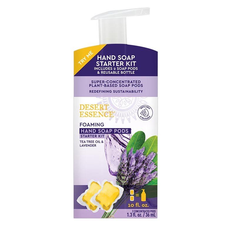 Desert Essence Tea Tree Oil and Lavender Foaming Hand Soap Pods Starter Kit 1.3 fl oz Liquid