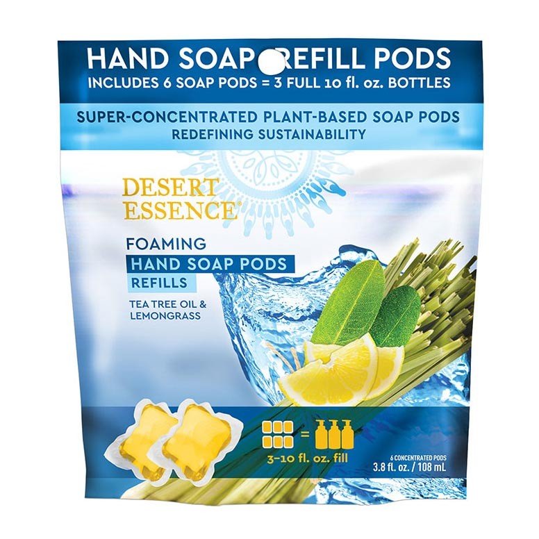 Desert Essence Tea Tree Oil and Lemongrass Foaming Hand Wash Refill Pods 6 Pods Packet