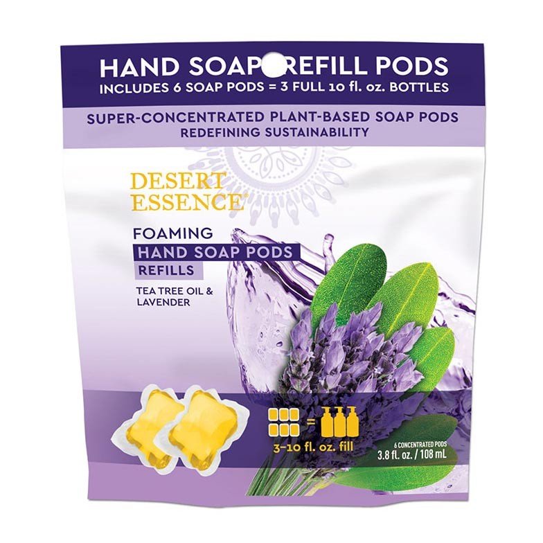 Desert Essence Tea Tree Oil and Lavender Foaming Hand Wash Refill Pods 6 Pods Packet