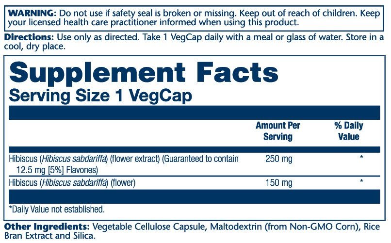 Solaray Hibiscus Flower Extract (250 mg) 60 VegCap
