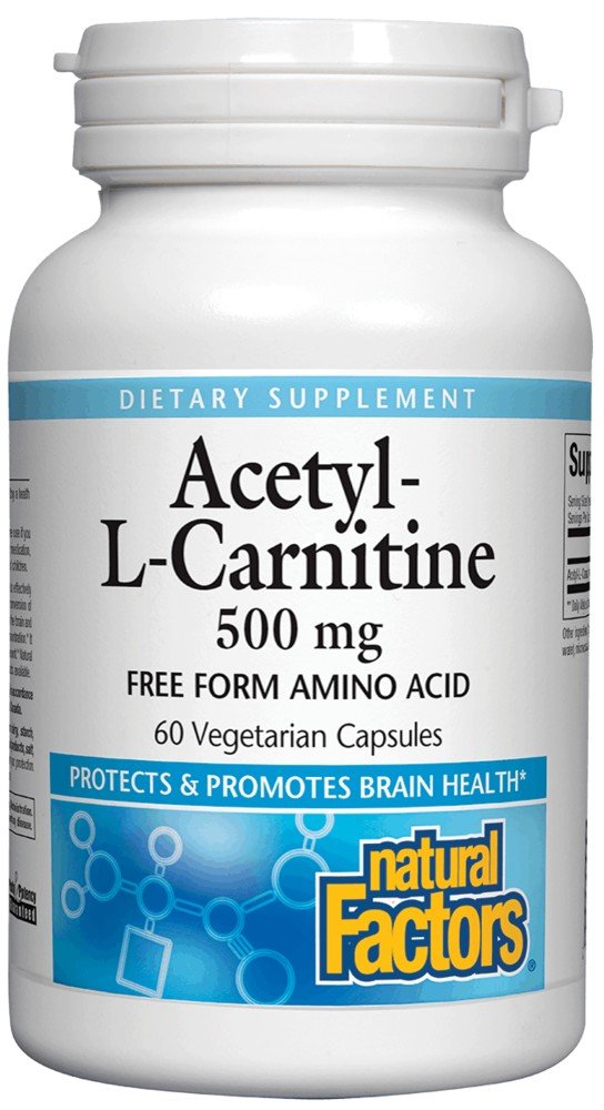 Acetyl-L-Carnitine | Natural Factors | Free Form Amino Acid | Protects & Promotes Brain Health | Dietary Supplement | 60 VegCaps | Capsules | VitaminLife