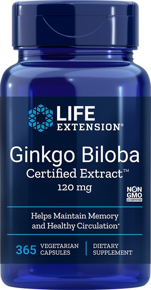 Ginkgo Biloba Certified Extract | Life Extension | Memory Maintenance | Healthy Circulation Maintenance | Non GMO | Dietary Supplement | 365 VegCaps | Capsules | VitaminLife