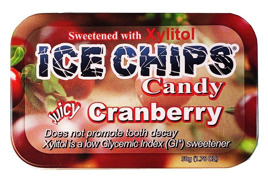 Ice Chips Candy Hand Crafted Candy Tin Cranberry 1.76 oz Candy